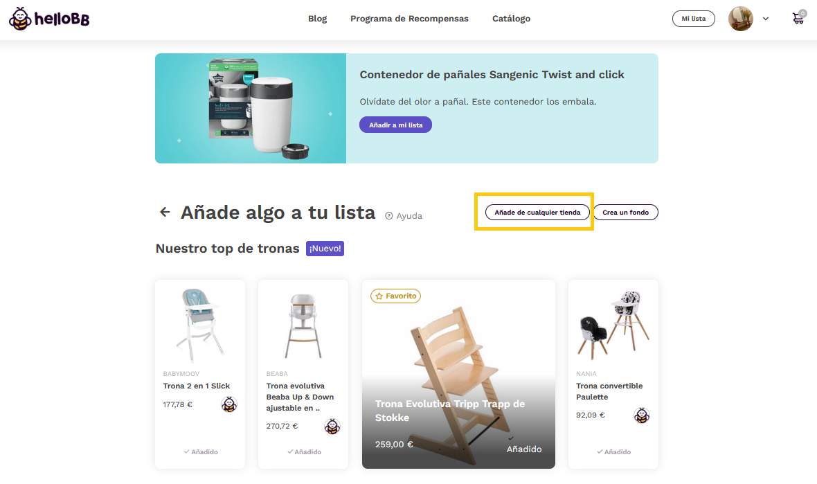 Añade de cualquier tienda